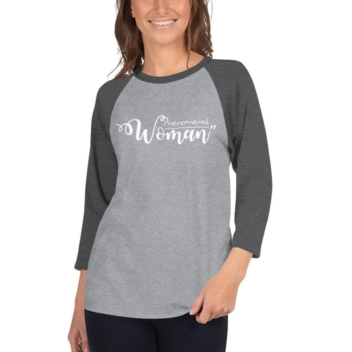 Womens Raglan Tee - Phenomenal Woman Graphic Pullover Baseball Shirt
