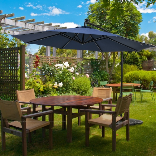 Outsunny 10ft Outdoor Cantilever Umbrella with Solar Lights Banana