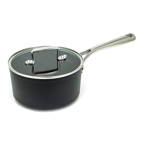 Saucepan with Lid Amercook Black Terracotta Stainless steel Aluminium