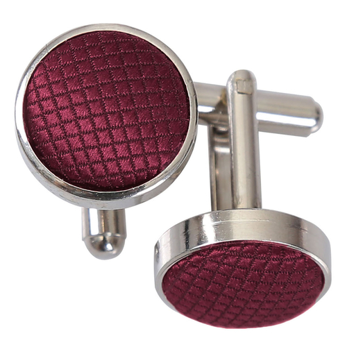 Solid Check Cufflinks - Burgundy