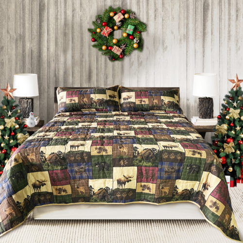 True Grit - The Lodge Forest Theme - Modern Quilt and Sham Set