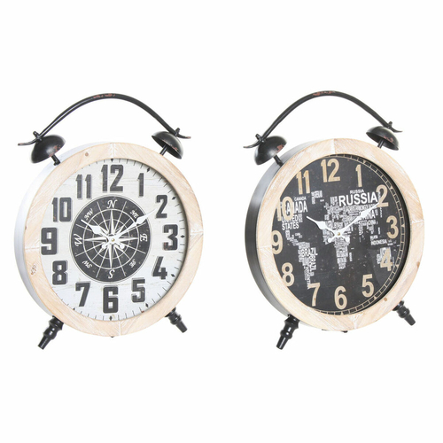 Table clock DKD Home Decor 41 x 6,5 x 52,5 cm Crystal Natural Black