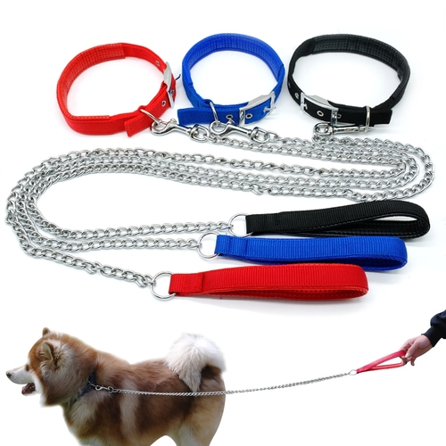 Nylon Dog Collar Pet Dog Chain Leash Walking Lead