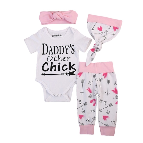 Newborn Baby Girls Romper Tops+Pants Headband