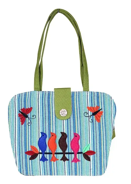 Women's Jute Printed Designer Casual Shoulder Handbag (Large Size,