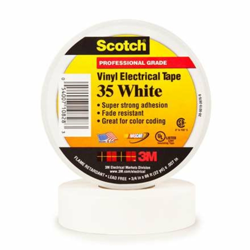 Scotch T96403510PKW 0.75 in. x 66 ft. White 35 Electrical Tape - Pack 