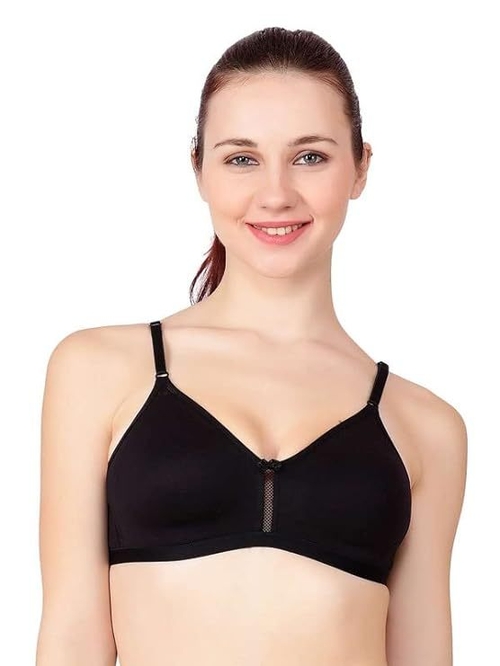 Full Coverage Women Non Padded Wired Free Bra, Black Cup Size-B