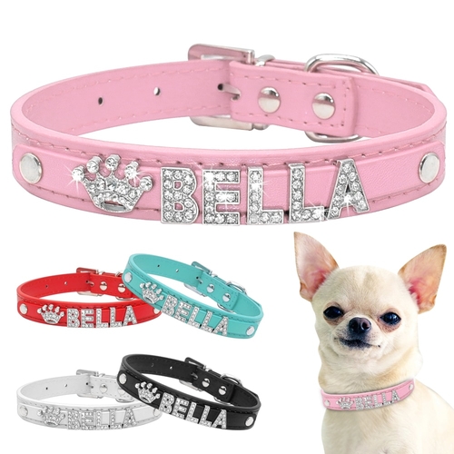 Dog Collar for Chihuahua Personalized Rhinestone