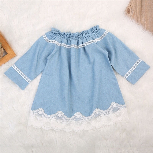 2017 Newborn Baby Girls Lace Off Shoulder Denim