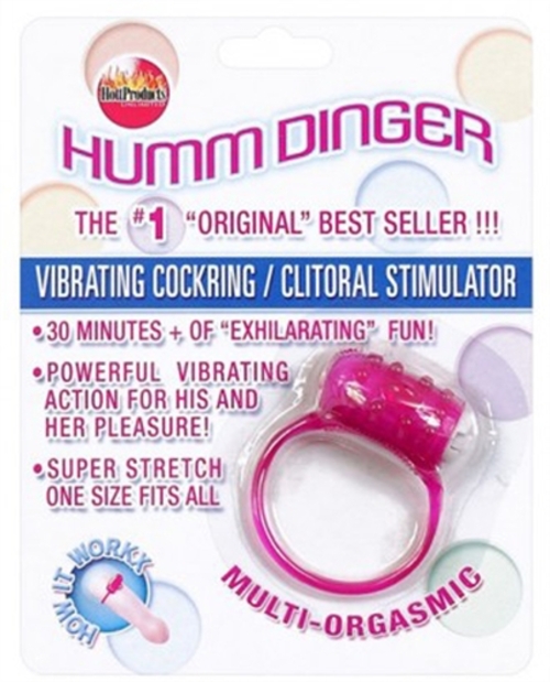 Humm Dinger Vibrating Penis Ring Clitoral Stiimulator - Purple