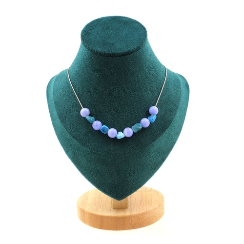 Blue apatite + Crazy lace blue Agate 8 mm 11 beads necklace.