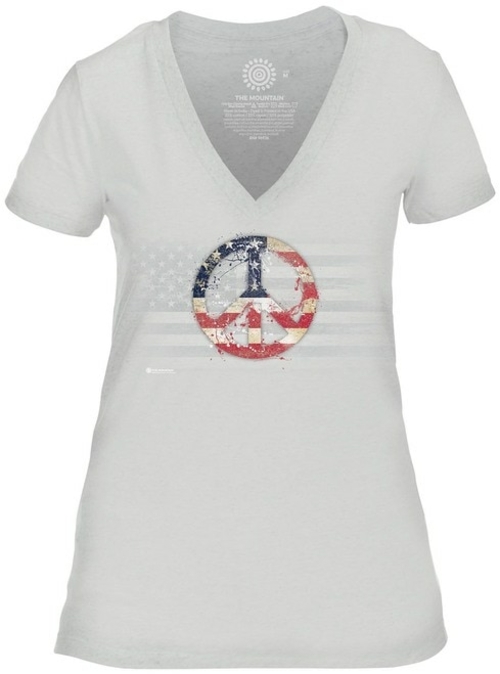 The Mountain 41658607483 Grey Peace American Paint V-Necks T-Shirt - E