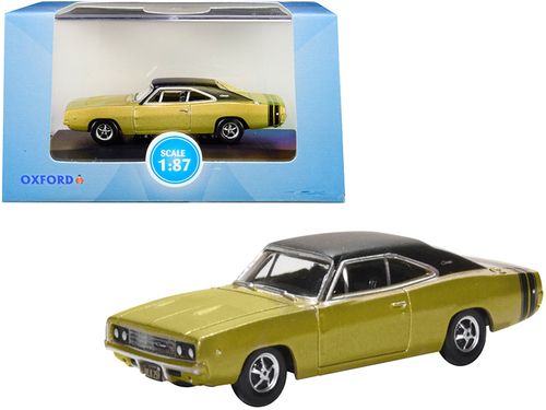 1968 Dodge Charger Gold with Black Top and Black Stripes 1/87 (HO)