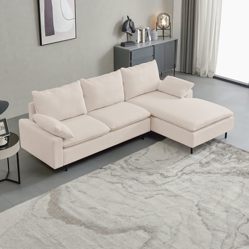 L-Shaped linen sectional sofa with left chaise(right-facing