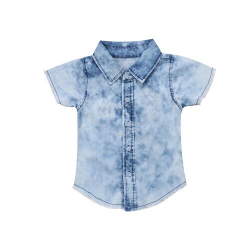 Newborn Toddler Baby KId Boys Short Sleeve Denim