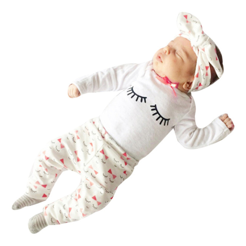 Newborn Infant Baby Girl clothes cartoon Eyelash