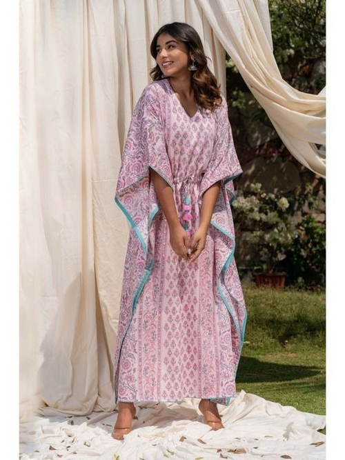 Icing Pink Block Print Kaftan