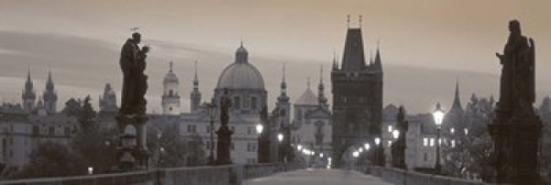 Lit Up Bridge At Dusk  Charles Bridge  Prague  Czech Republic Poster P