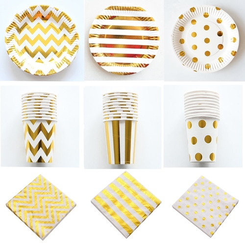 Gold Stripe series Disposable Tableware Paper