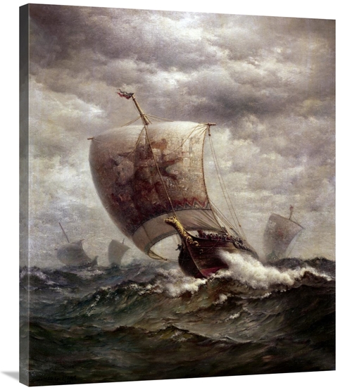 Global Gallery GCS-280601-36-142 36 in. Viking Ships at Sea Art Print 