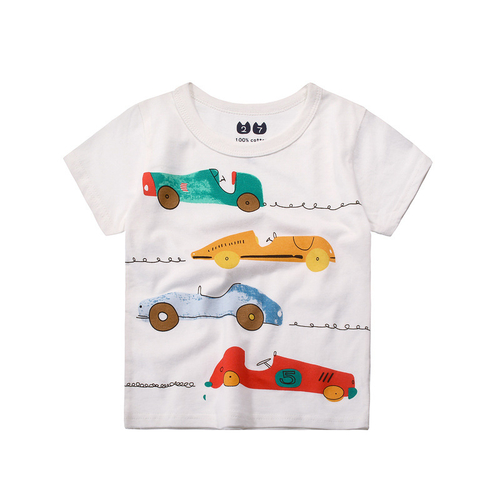 Baby Boy Cotton Shirts Cartoon Colorful Car