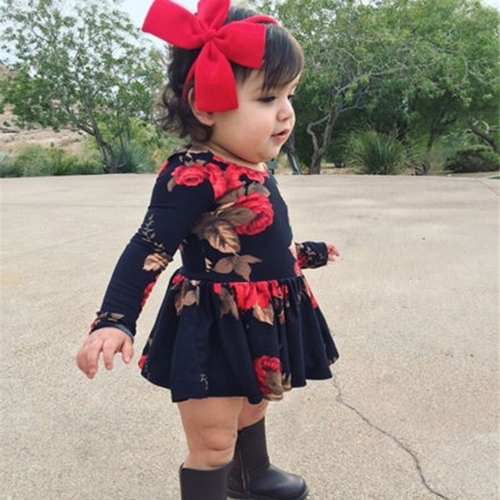 Newborn Infant Baby Girls Floral Long Sleeve Party