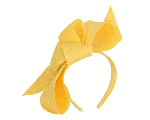 Large yellow bow racing fascinator