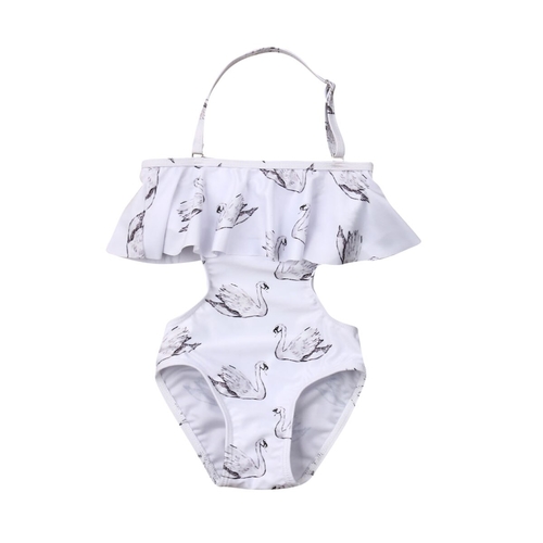 Toddler Kids Baby Girl Swan Swimwear Sunsuit