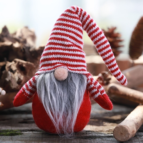 Faceless Striped Hat Christmas Doll Ornament