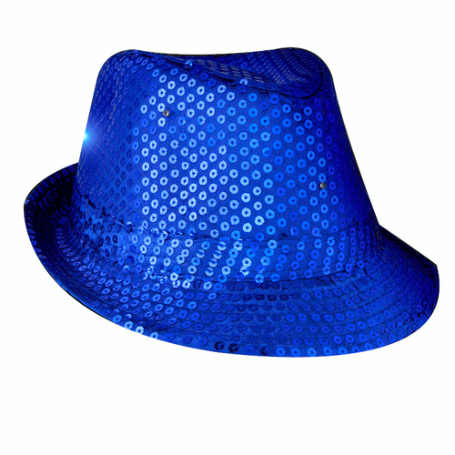 Blinkee 3995410 LED Flashing Fedora Hat with Sequins, Blue