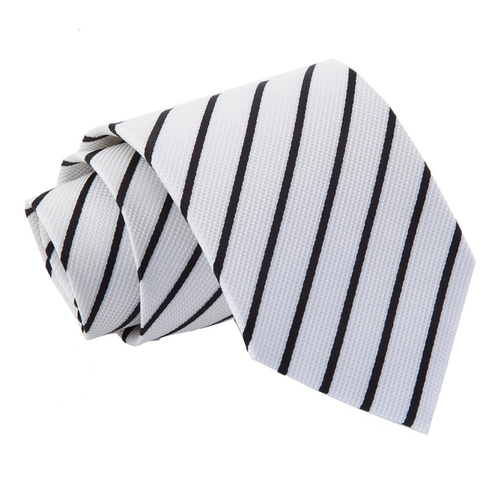 Single Stripe Classic Tie - White & Black