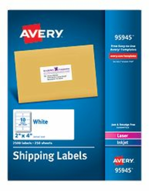 Avery-Dennison 95945 White Shipping Labels- Laser or Inkjet- White - 2