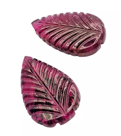 Natural Rubellite Tourmaline Carving pair 23cts