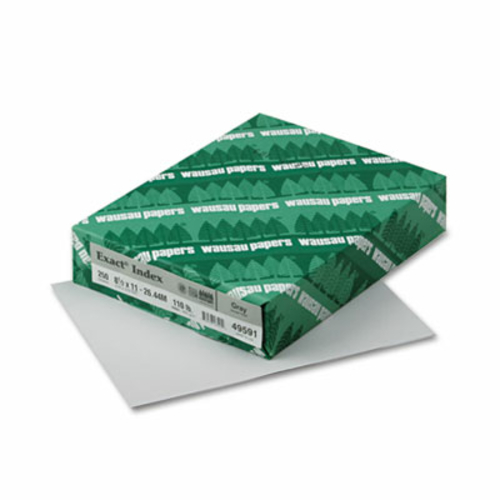 Exact Index 49591 Colored Card Stock- 110lb- Gray- Letter- 250 Sheets/
