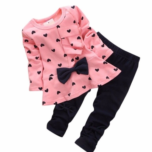 New Baby Sets Boys Clothes Heart-shaped Print Bow