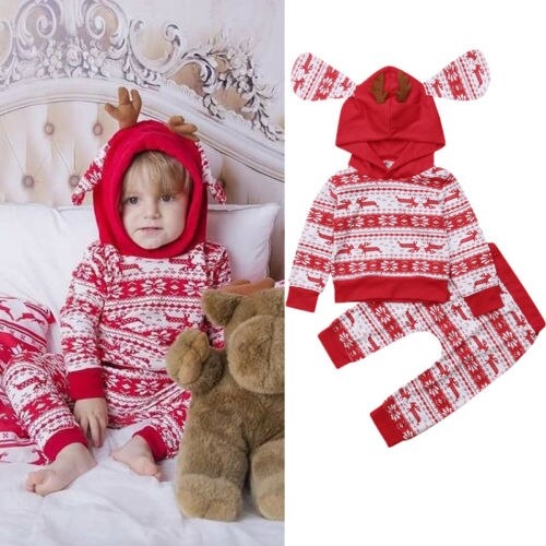 Cute Newborn Kid Baby Boy Girl Christmas Deer