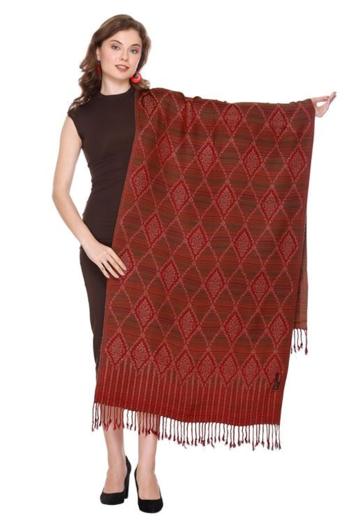 Dark Maroon Viscose Stole For Women.