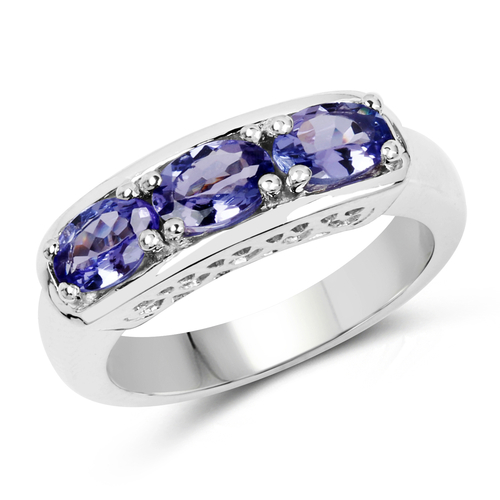 1.32 Carat Genuine Tanzanite .925 Sterling Silver Ring