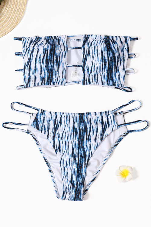 Strappy Cut out Tie Dye Two-piece Bikini Swimwear