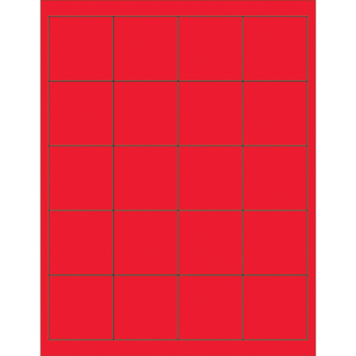 Box Partners LL172RD 2 x 2 in. Fluorescent Red Rectangle Laser Labels 