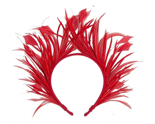 Red feather crown fascinator