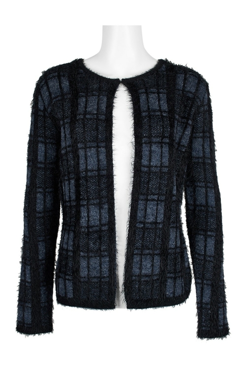 Carre Noir Crew Neck Hook & Eye Closure Long Sleeve Sweater