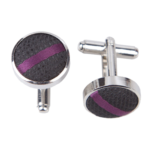 Single Stripe Cufflinks - Black & Purple