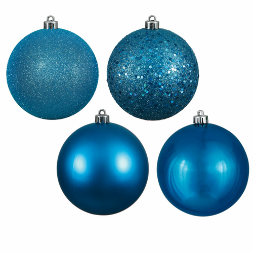 Turquoise 4 Finish Ball Ornament, 6 in. - Box of 4