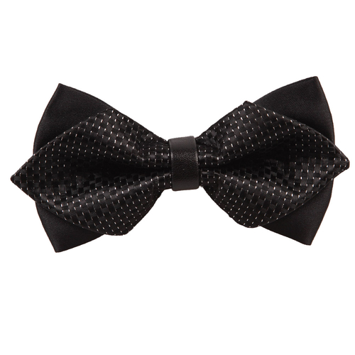 Diamond Tip Pre-Tied Bow Tie - Checkered Black & Grey