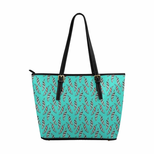 Large Leather Tote Shoulder Bag - Bohemian Print