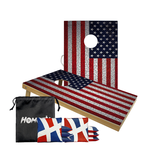 American Flag Cornhole Boards Floral Deer Set with 8 Cornhole Bags