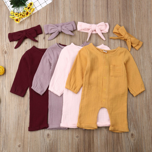 Newborn Baby Girls Boys Causal Romper Long Sleeve