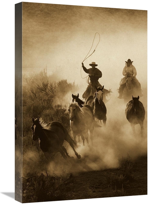 Global Gallery GCS-453705-1624-142 16 x 24 in. Horses Herded by Cowboy