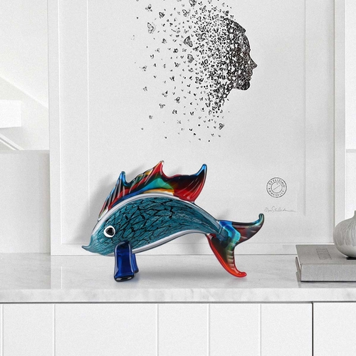 Home Decoration Red Glass Fish Hand Blown Art